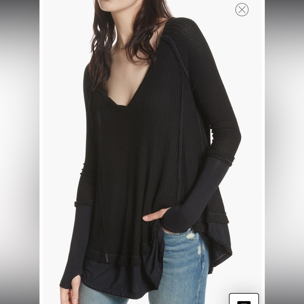 Free People Waffle Weave Long Sleeve Top